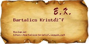 Bartalics Kristóf névjegykártya